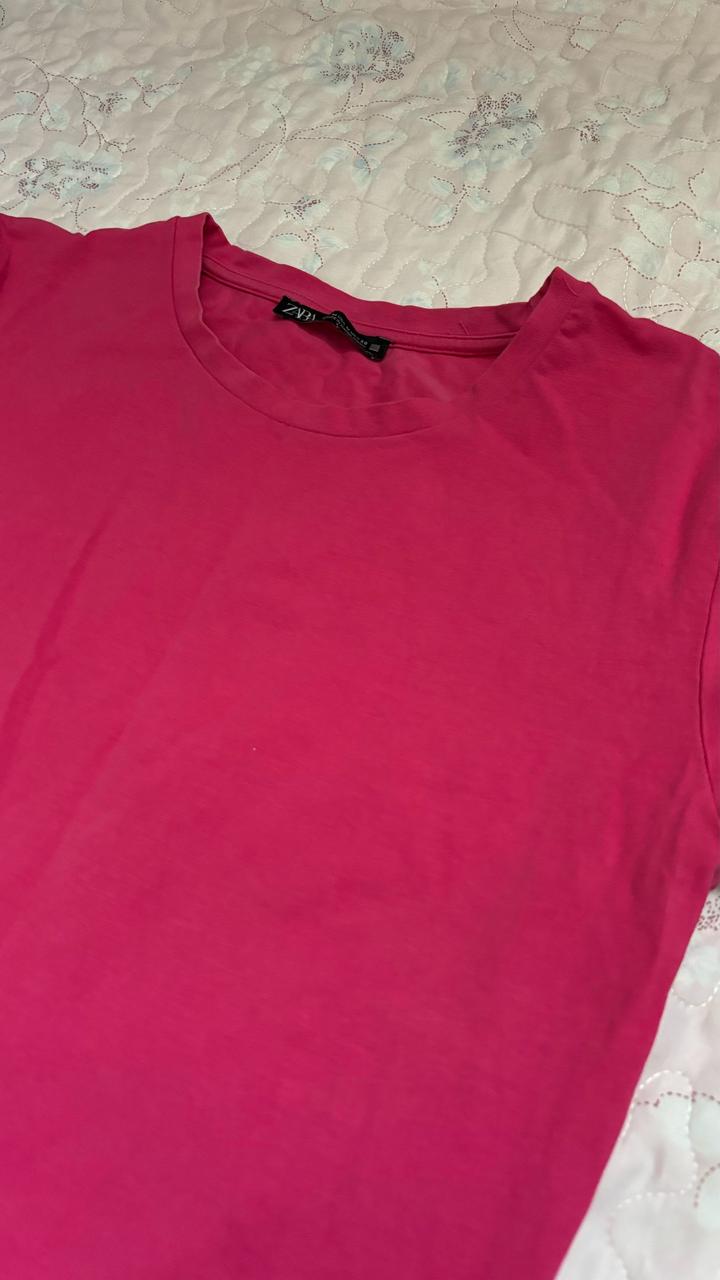 темно-розовый футболка Zara