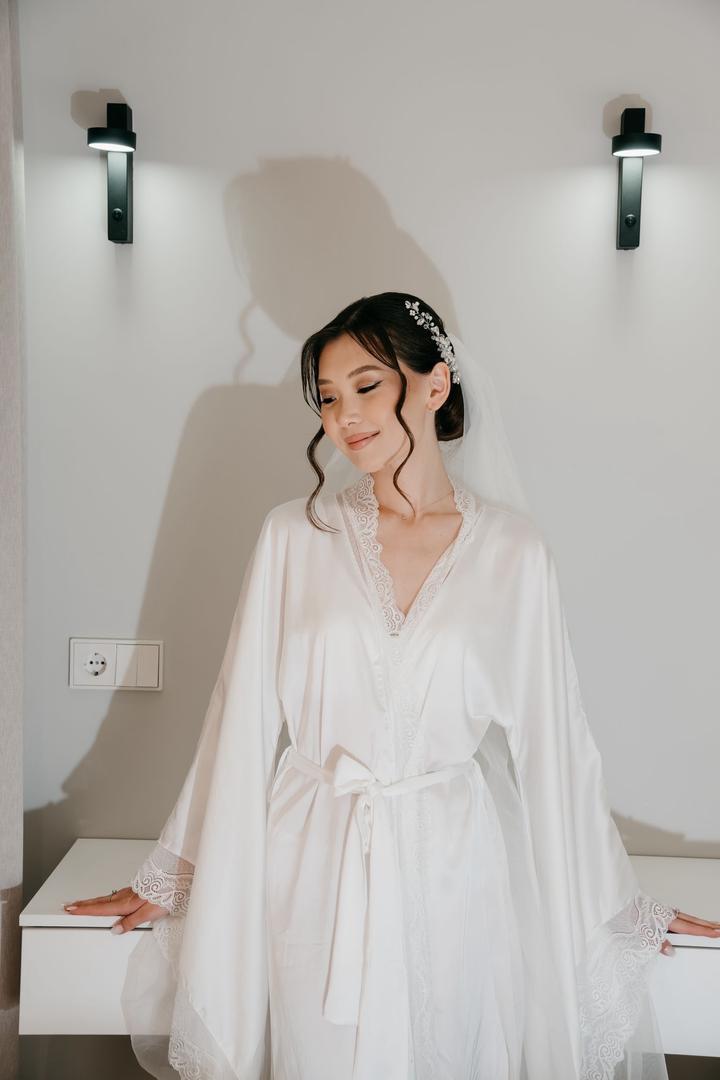 Нежный bridal халат для утра невесты