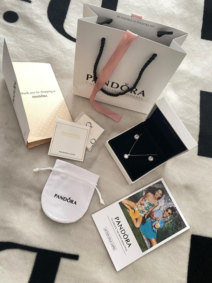 Набор цепь с серьгами pandora