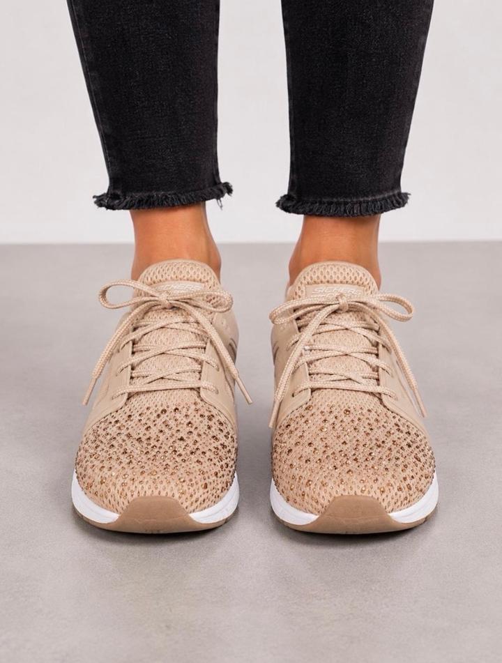 Оригинальные кроссовки Skechers BOBS со стразами (Rose Gold)