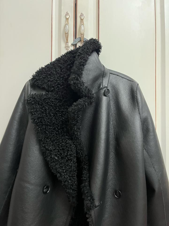 Новая двухсторонняя дублёнка 2-в-1, эко-кожа / teddy, Турция
