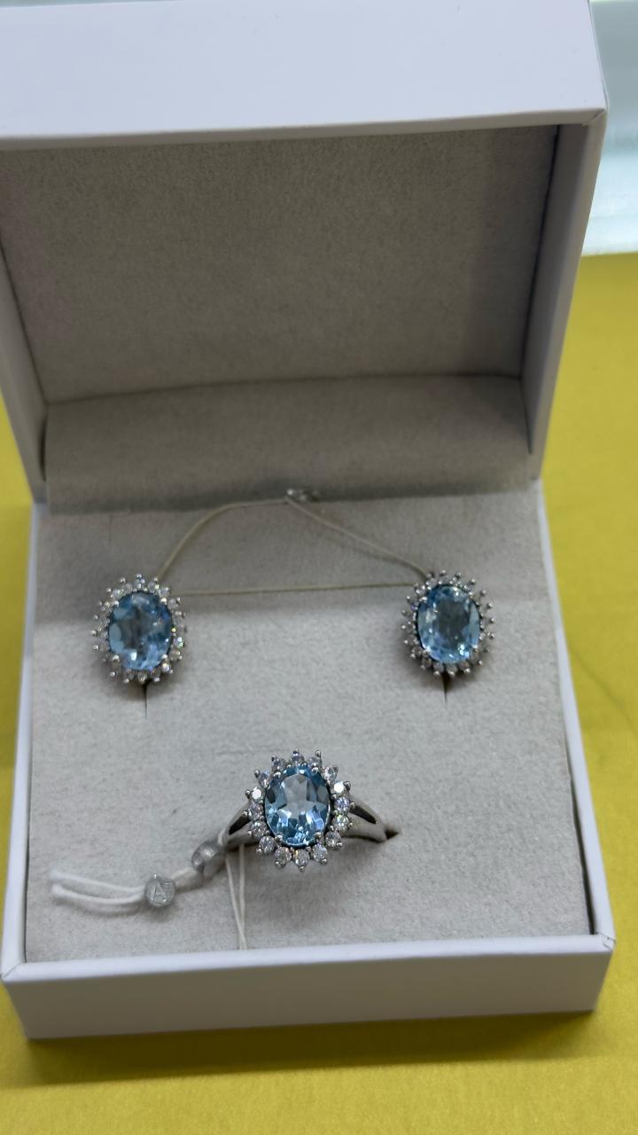 Серебрянный комплект с топазом💎