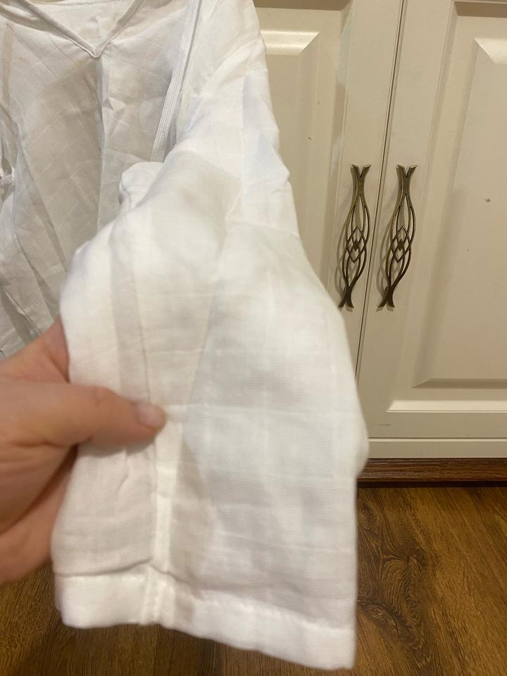 Пляжная накидка на мальчика /девочку белый лен