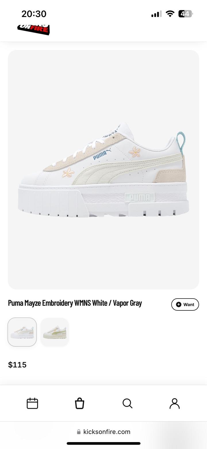 PUMA Mayze Embroidery White–Vapor Gray