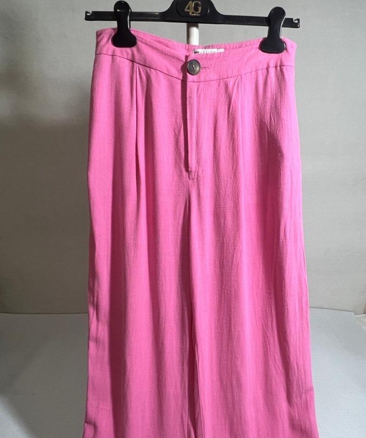Брюки Asos р 44-46 (на талию 71-73 см) вискоза/лён розовые летние широкие wide