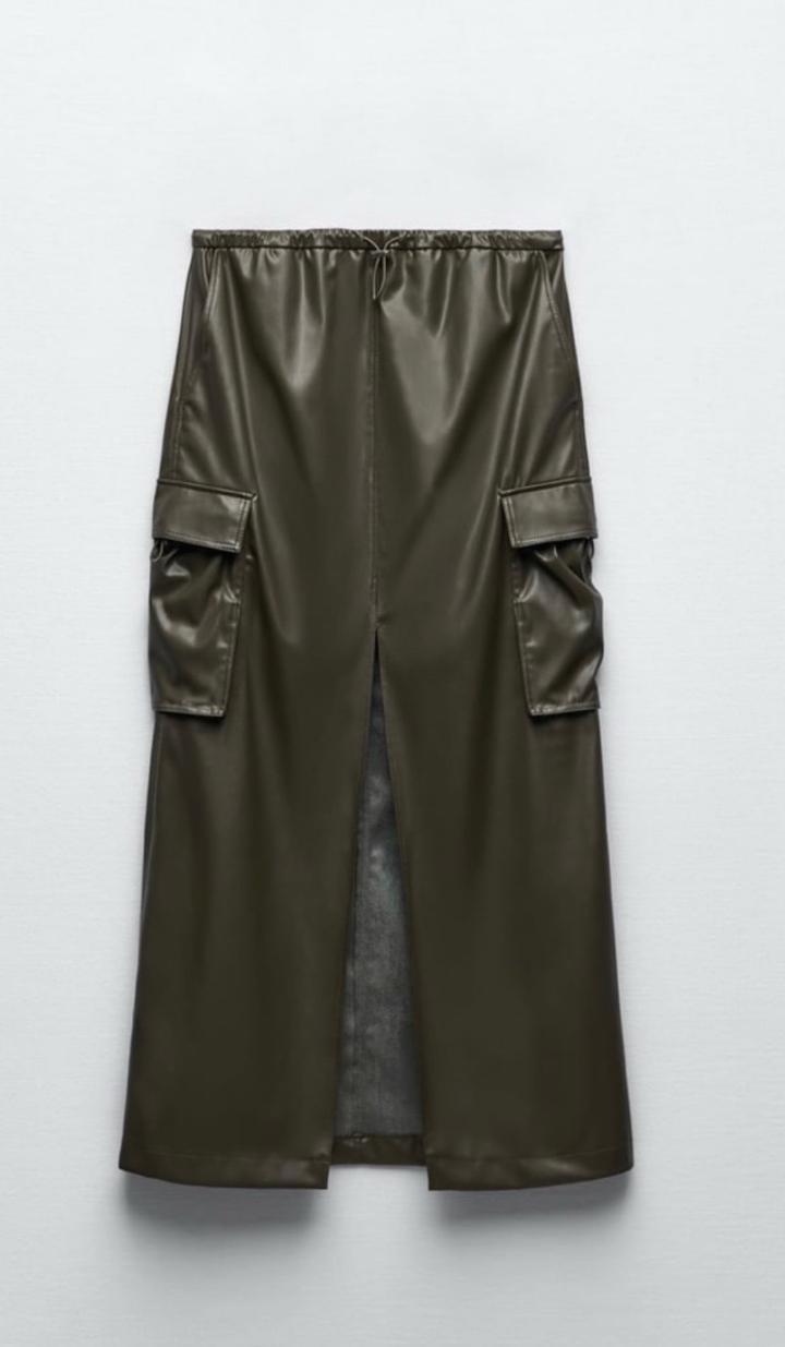 Zara юбка экокожа