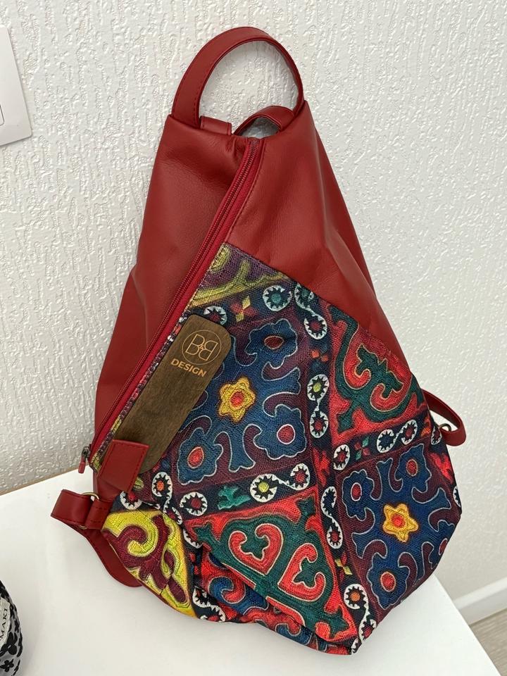 Бордовый рюкзак в этно стиле (с ою)