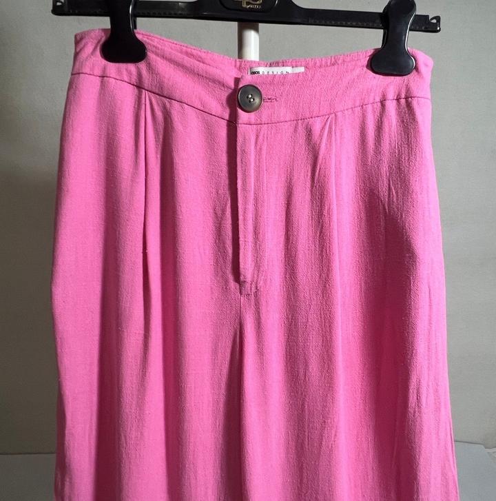 Брюки Asos р 44-46 (на талию 71-73 см) вискоза/лён розовые летние широкие wide