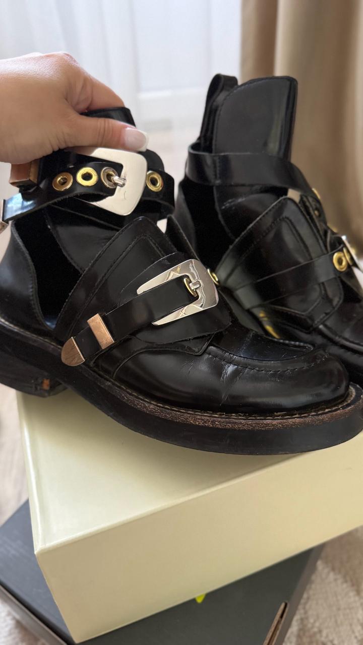 Черные ботинки balenciaga кожа натуральная