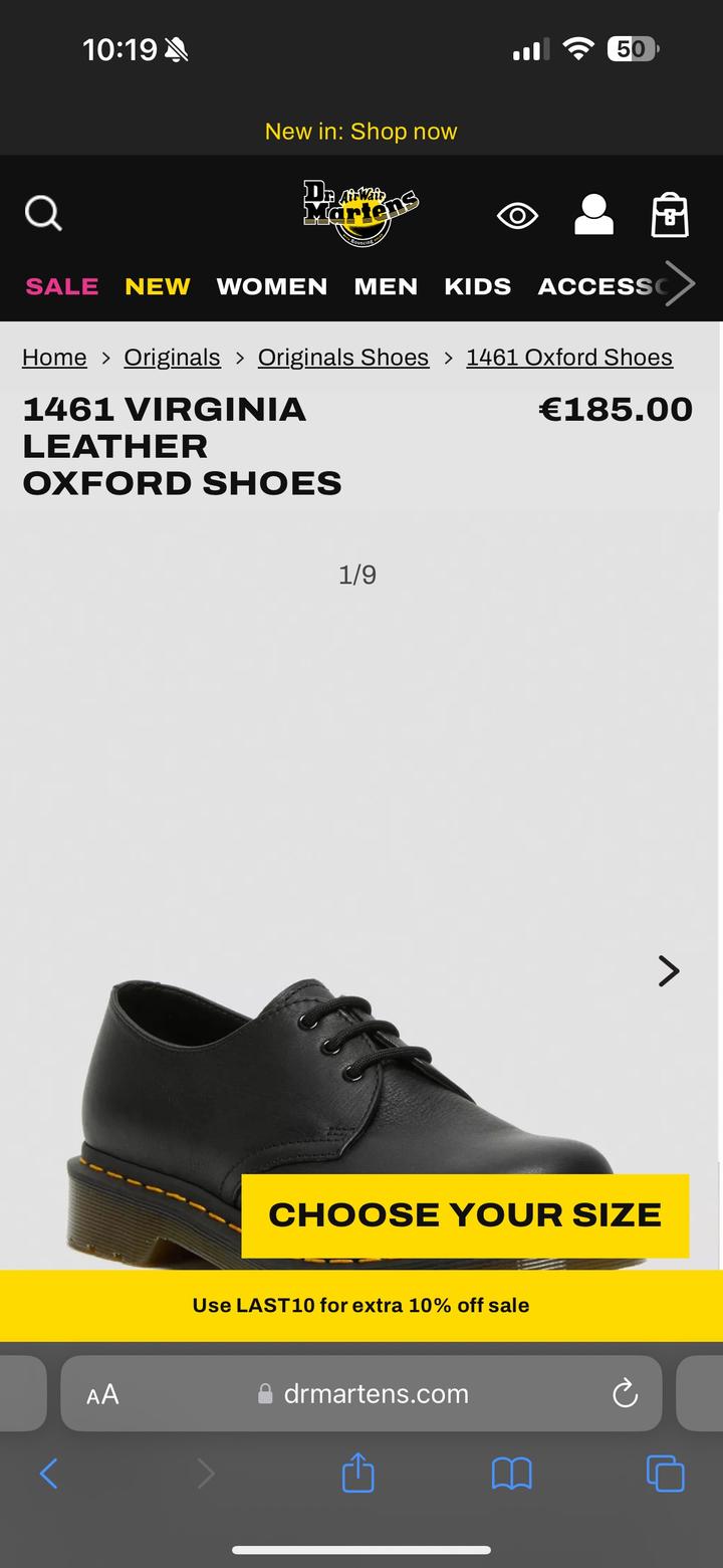 Модель Dr. Martens 1461 Virginia (Мягкая кожа)