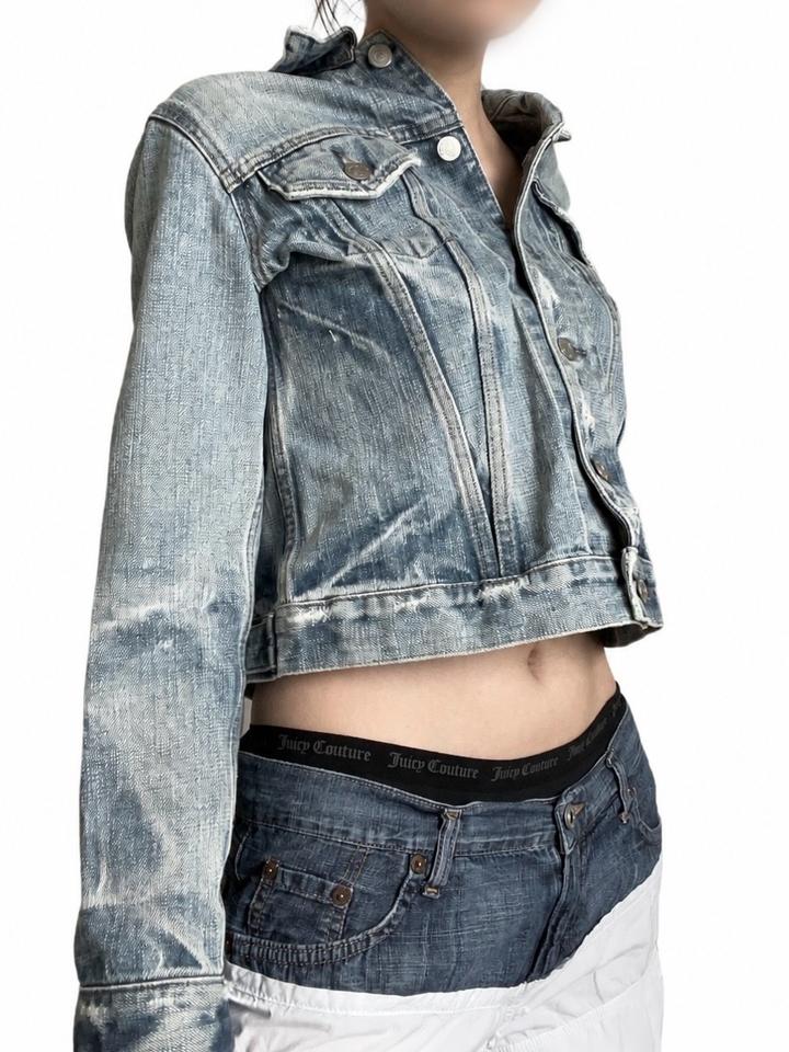 Distressed denim jacket
