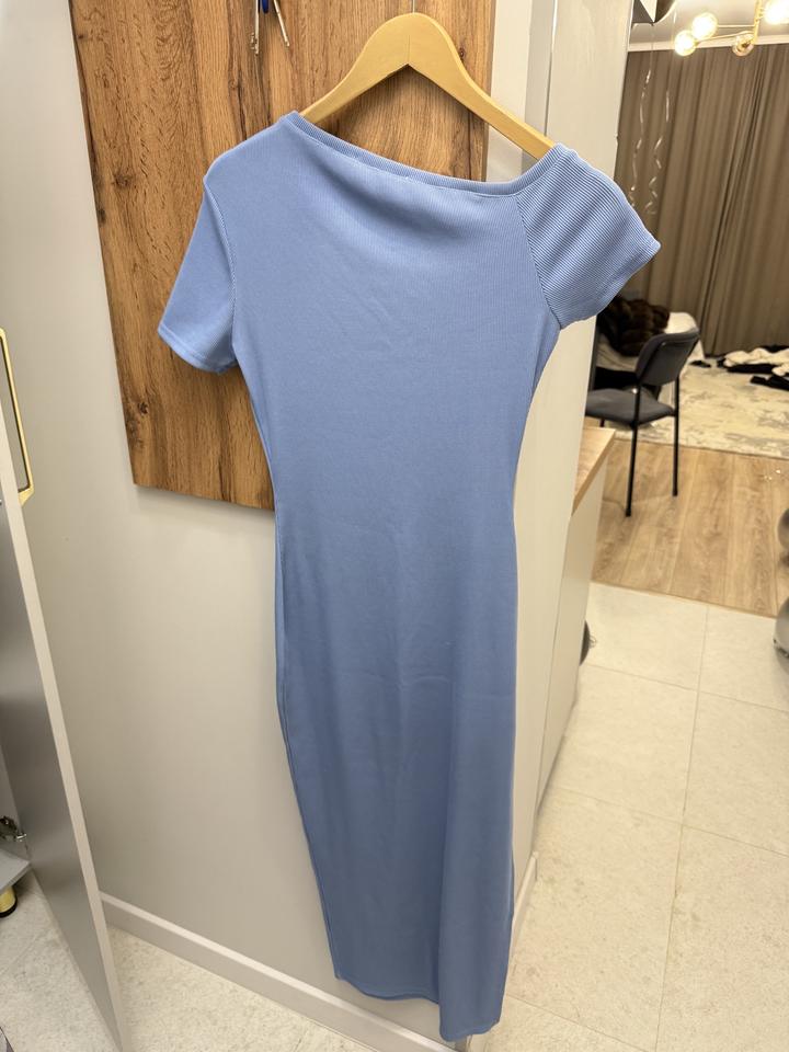 Голубое платье повседневная