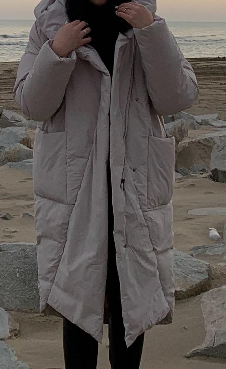 длинная зимняя куртка бежевая