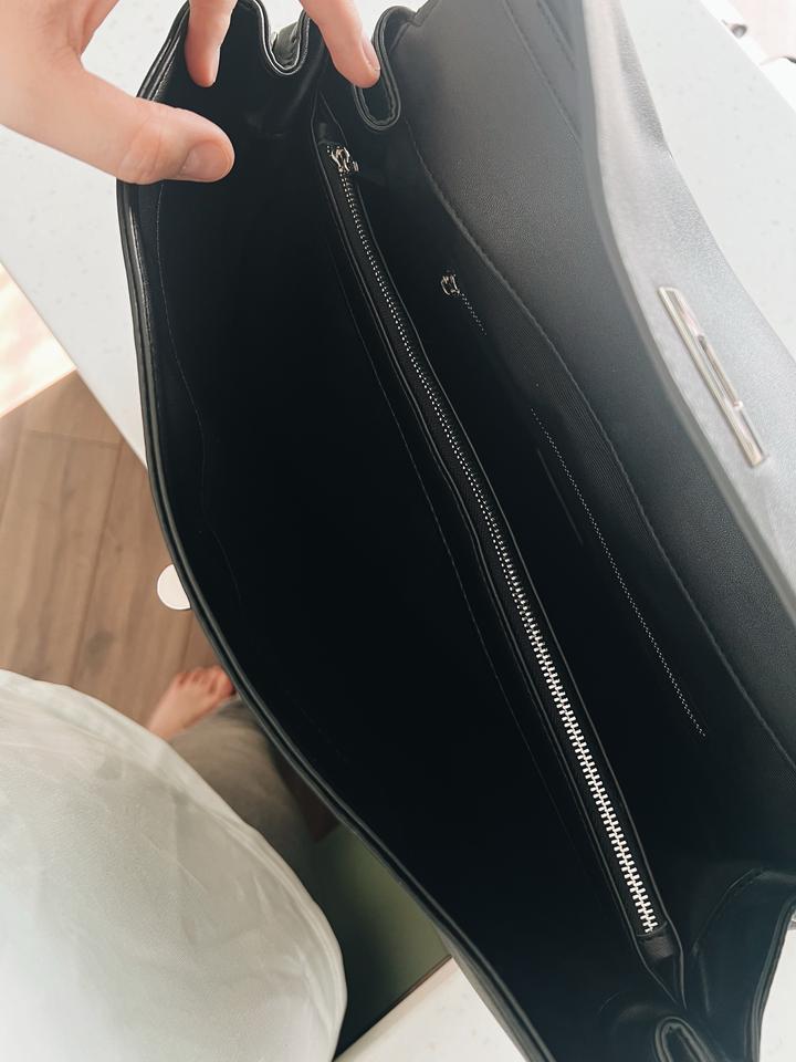 Прямоугольная черная сумка с металлическим замком из экокожи, формат А4, Lichi