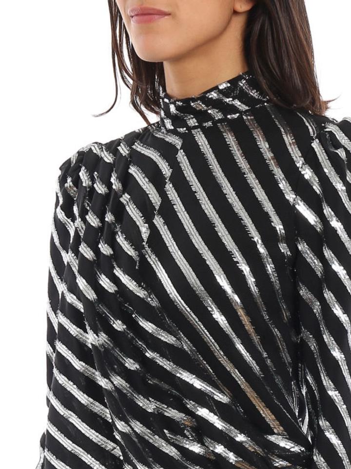 Блузка Michael Kors с металлическими. Silk high collar blouse featuring silver-