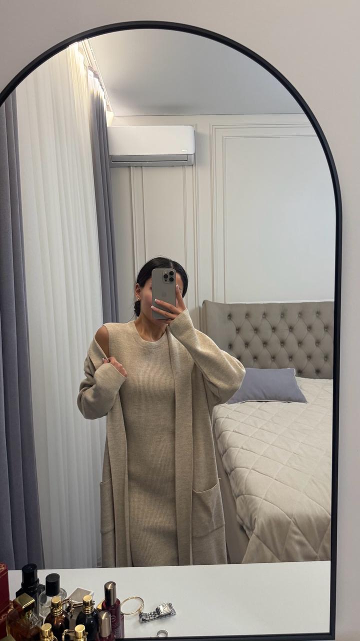 Двойка платье + длинный кардиган