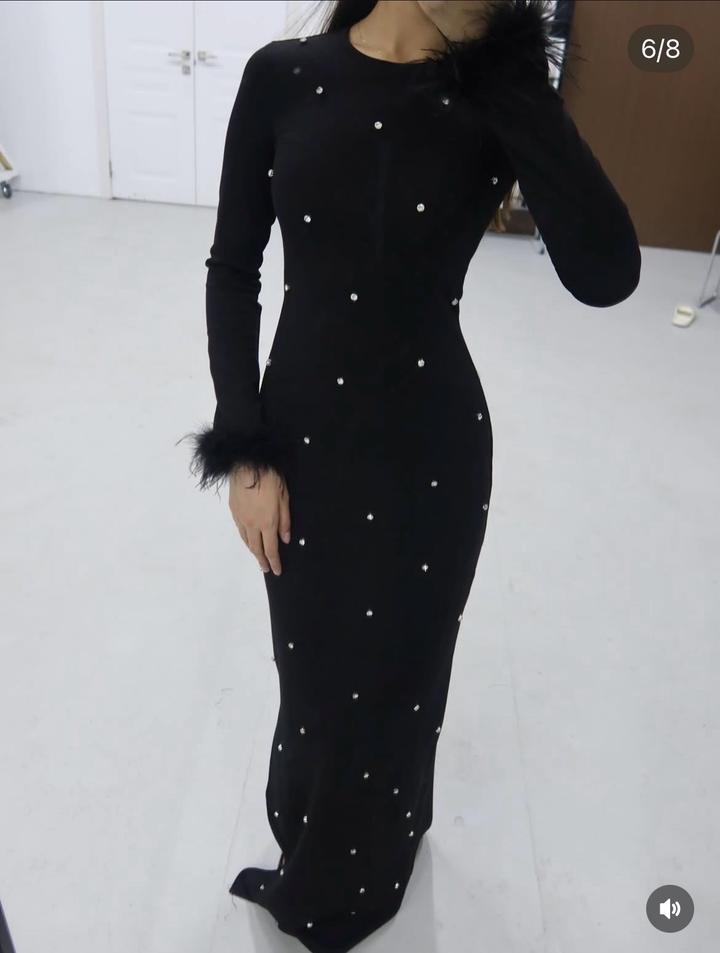 Черное макси платье