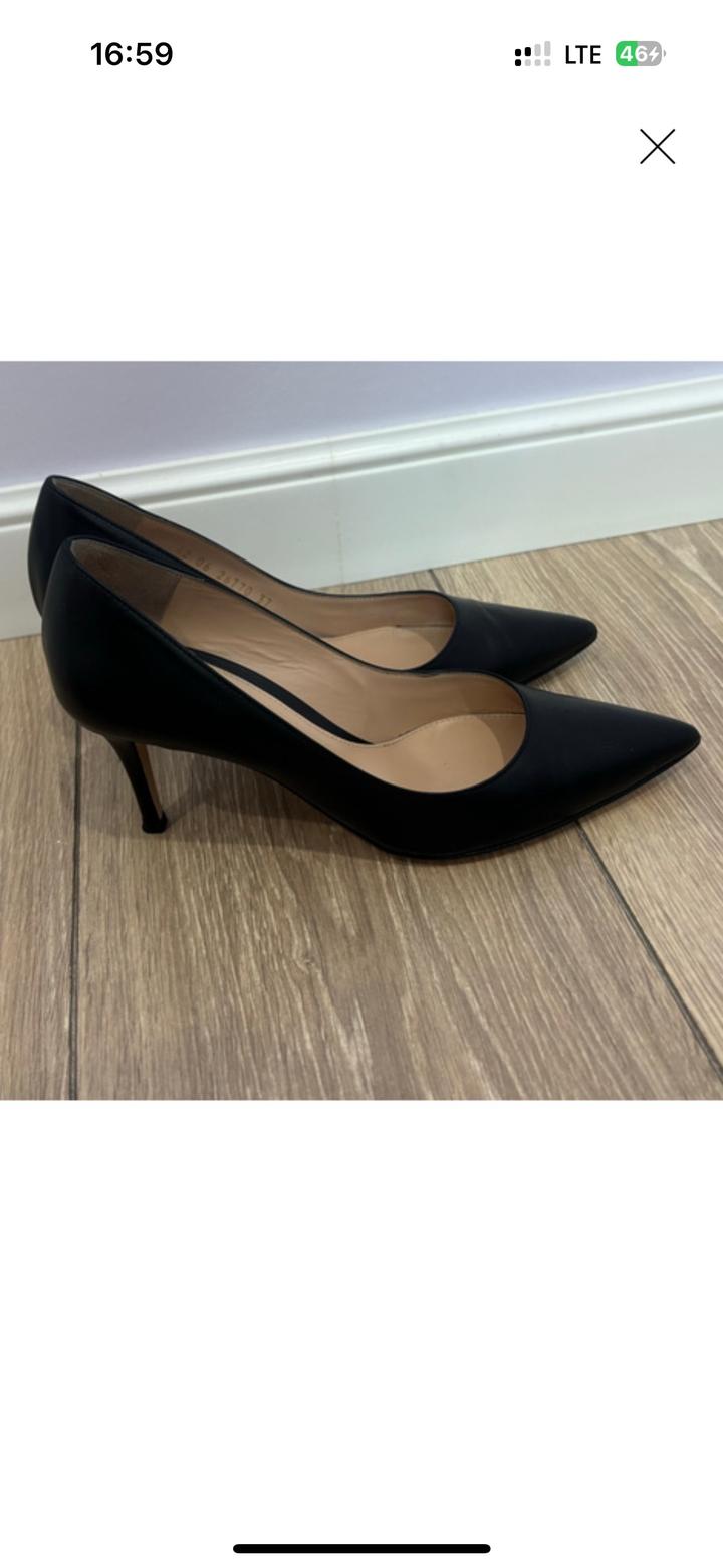 Черные кожаные туфли лодочки