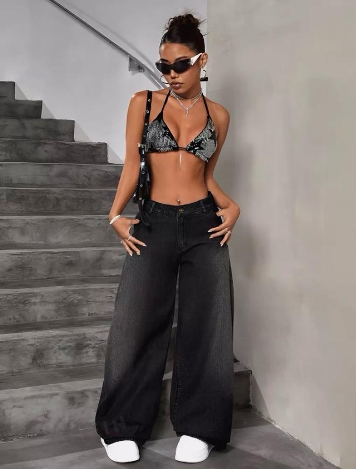 Джинсы широкие багги