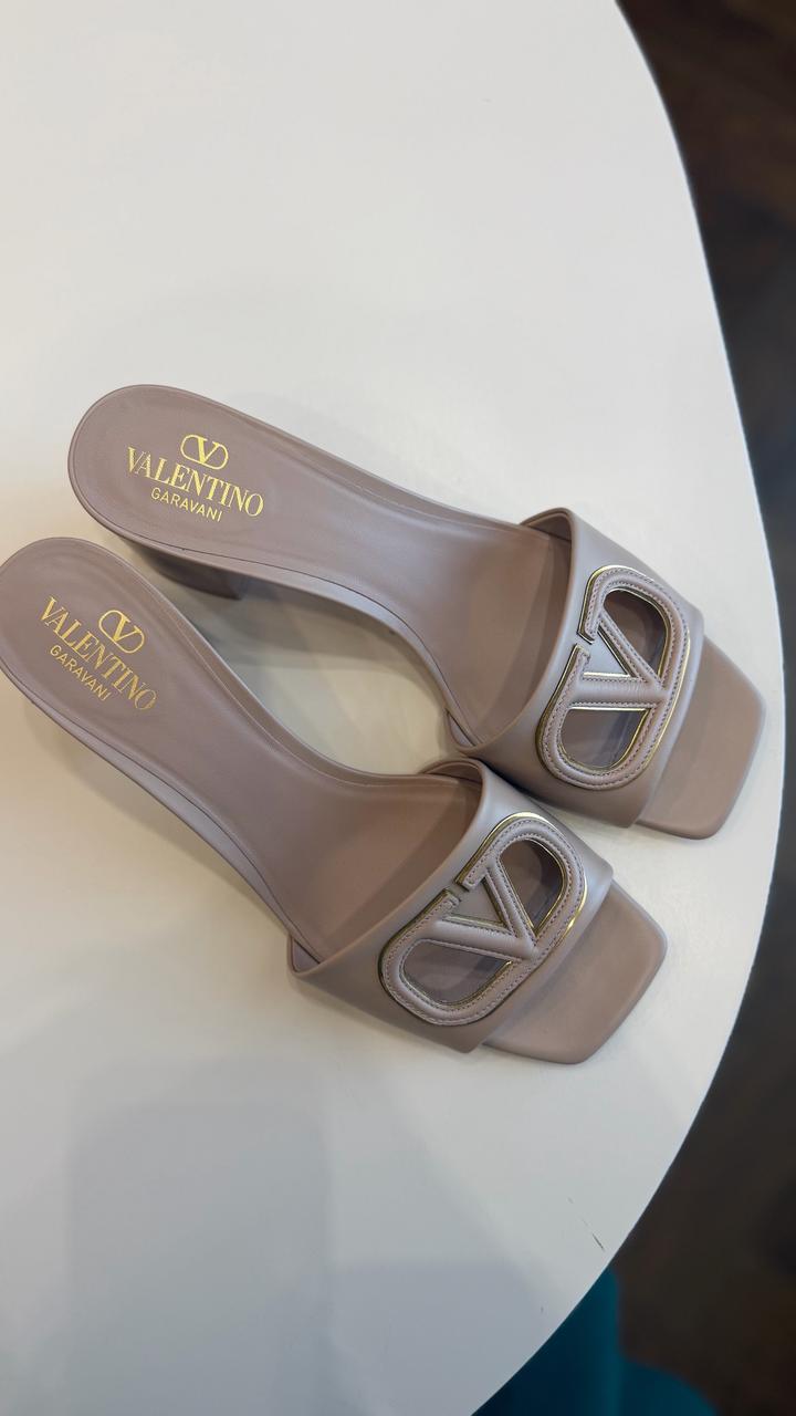 VLogo Signature Leather Slide Sandal 60Mm