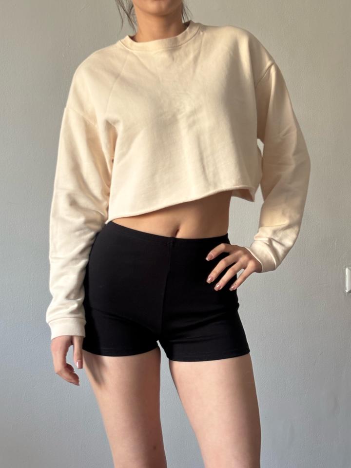 Бежевый Укороченный свитшот