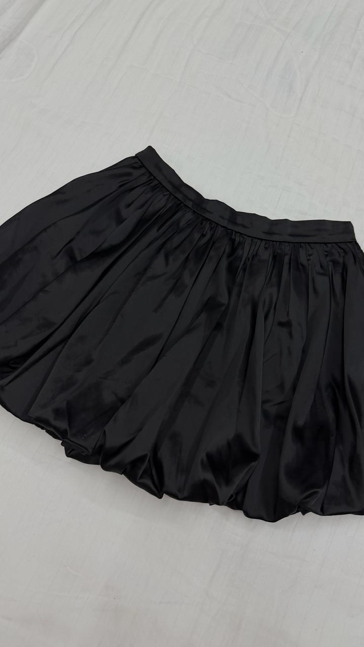 Черная мини юбочка атлас, размер S-M