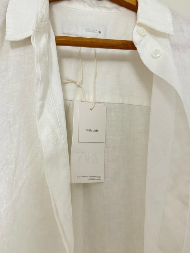 Белая рубашка 100% лен ZARA
