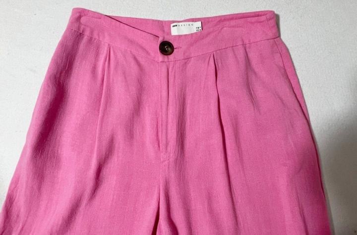 Брюки Asos р 44-46 (на талию 71-73 см) вискоза/лён розовые летние широкие wide