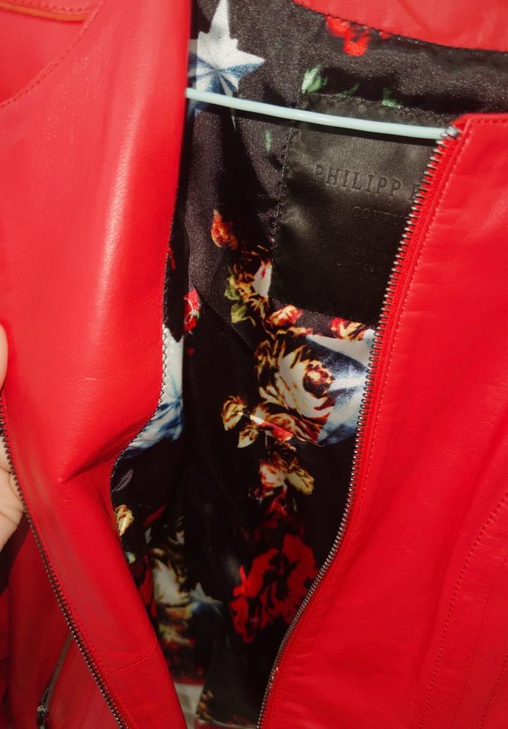 Коженная куртка кораловая Philipp Plein