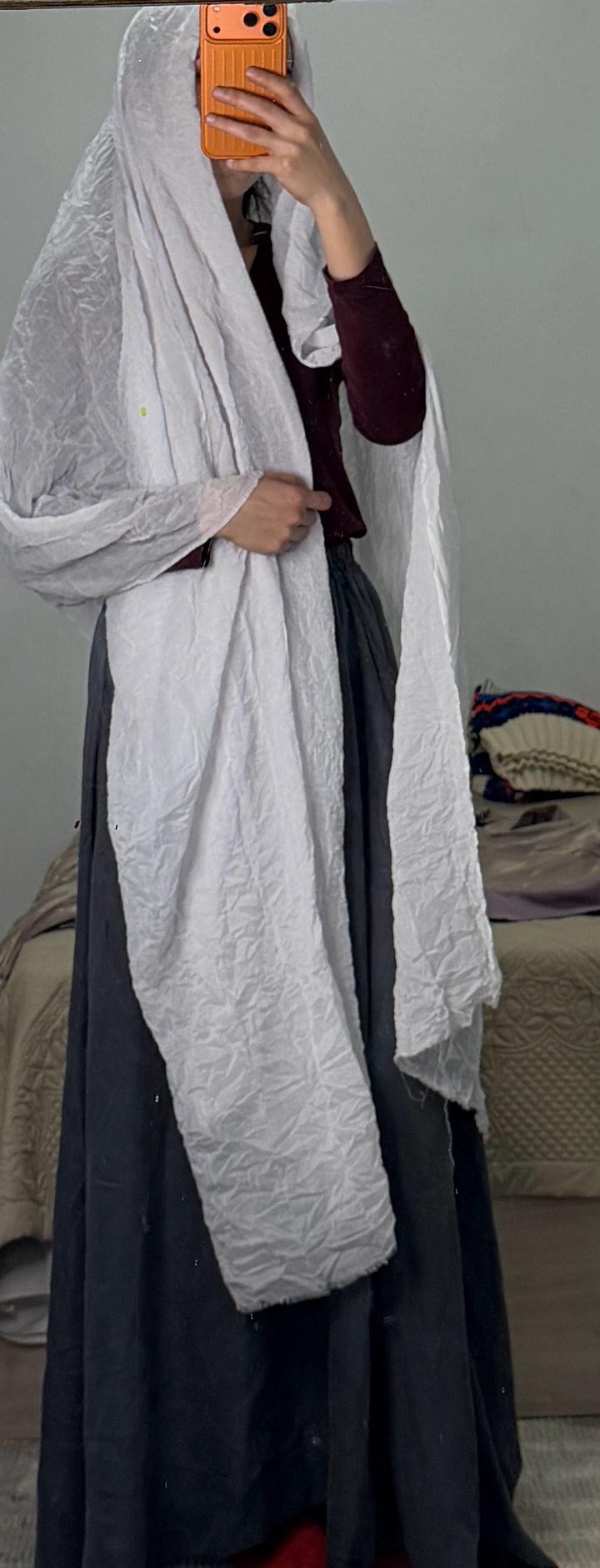 Жатый белый шарф 3 метра