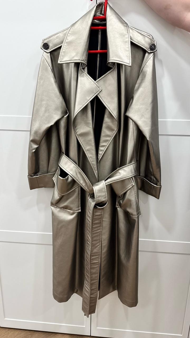 Пальто тренч металлик, free size