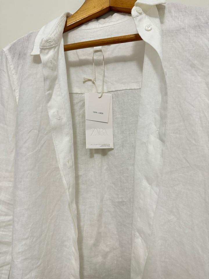 Белая рубашка 100% лен ZARA