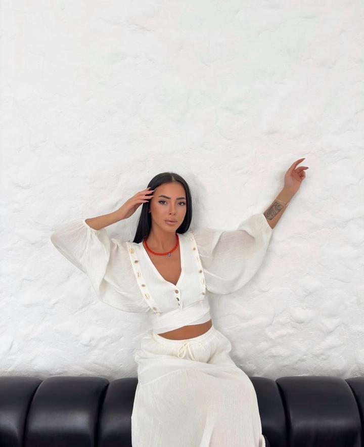 Белоснежный костюм (топ + юбка) в стиле Boho