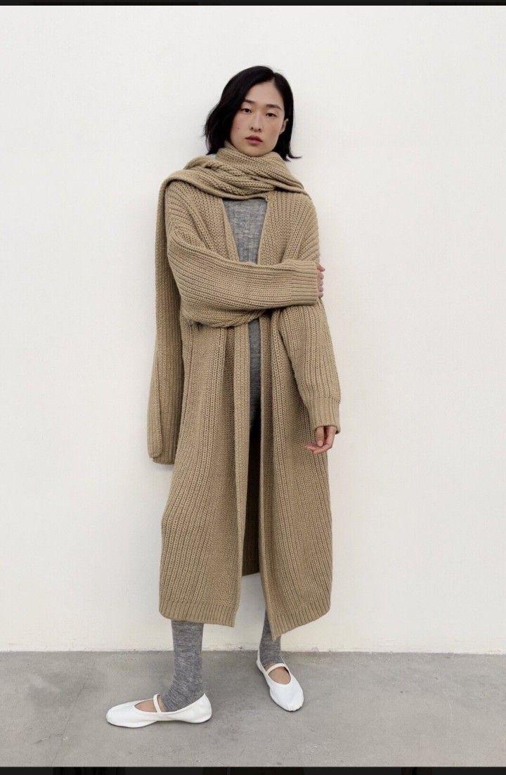 Кардиган шерстяной с шарфом Зара