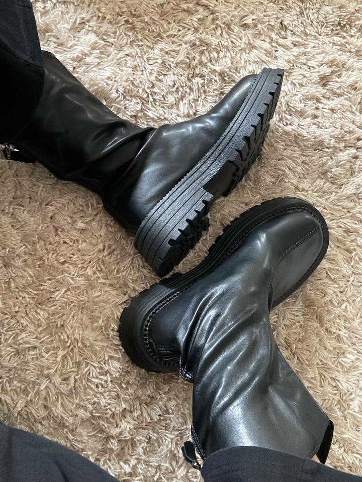 Сапоги, средняя высота, кожзам