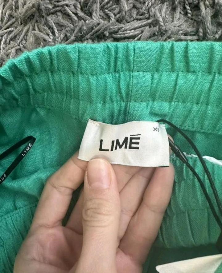 Льняные брюки новые lime