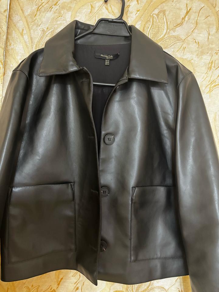 Кожаный пиджак massimo dutti