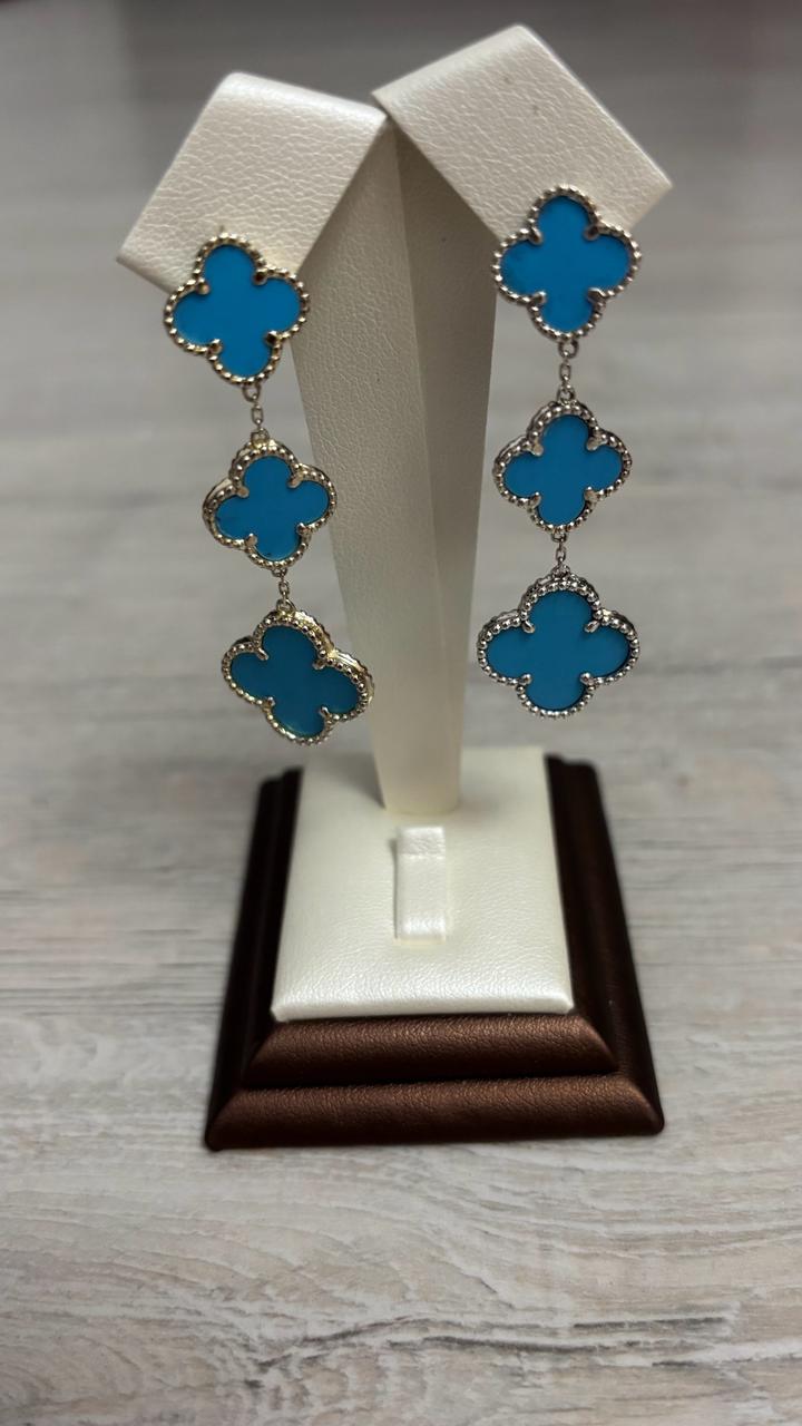 Элегантные висячие серьги от Van Cleef & Arpels . Серебро 925 проба 5,29гр