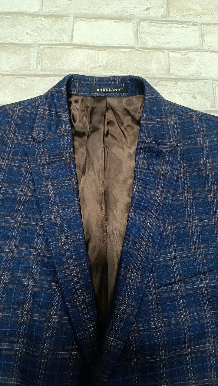 Мужской пиджак повседневный синий в клетку