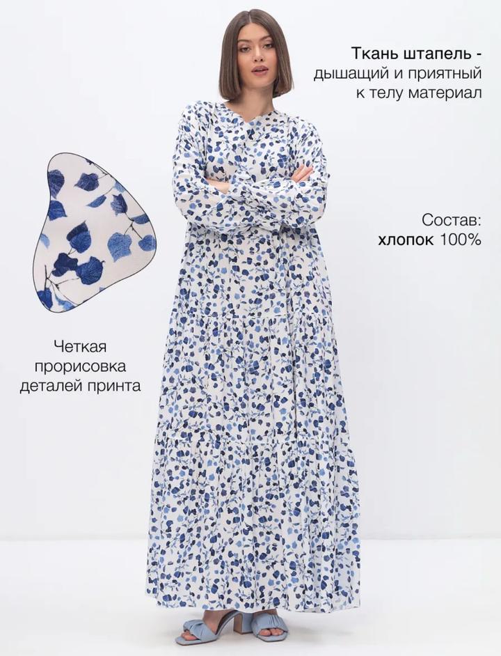 свободное длинное платье штапель с принтом (100% хлопок)