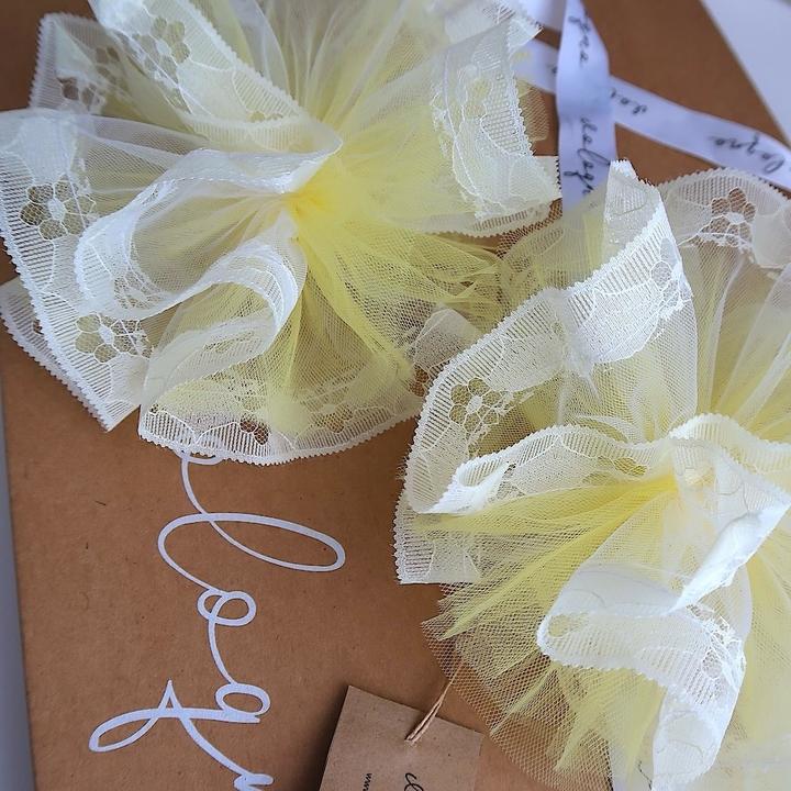 Банты на резинке, 2 шт, 17 см, желтый