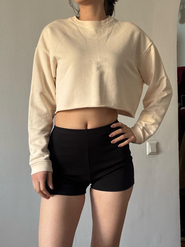 Бежевый Укороченный свитшот