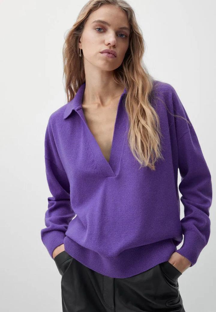 Фиолетовый свитер поло Massimo Dutti