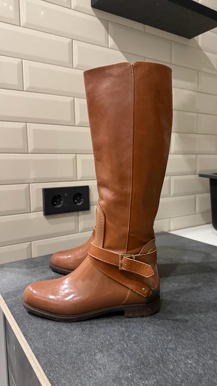 Резиновые сапоги в жокейском стиле, кожа + резина