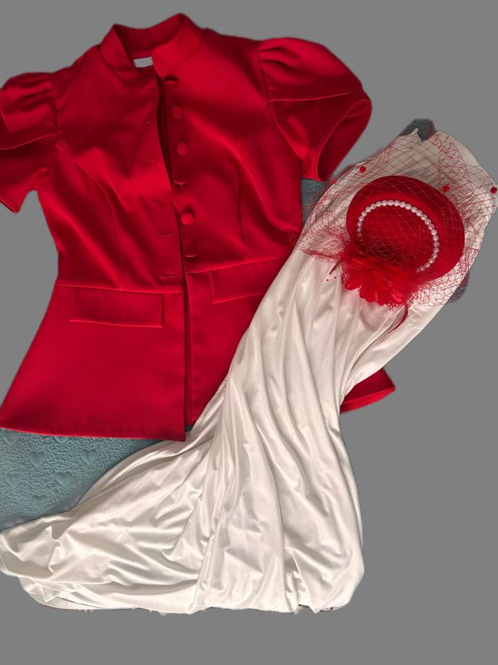 Элегантный вечерний образ: Алая блуза + Макси-юбка + Дизайнерский декор