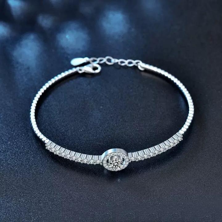 Браслет из серебра 925 пробы с золочением и муассанитами