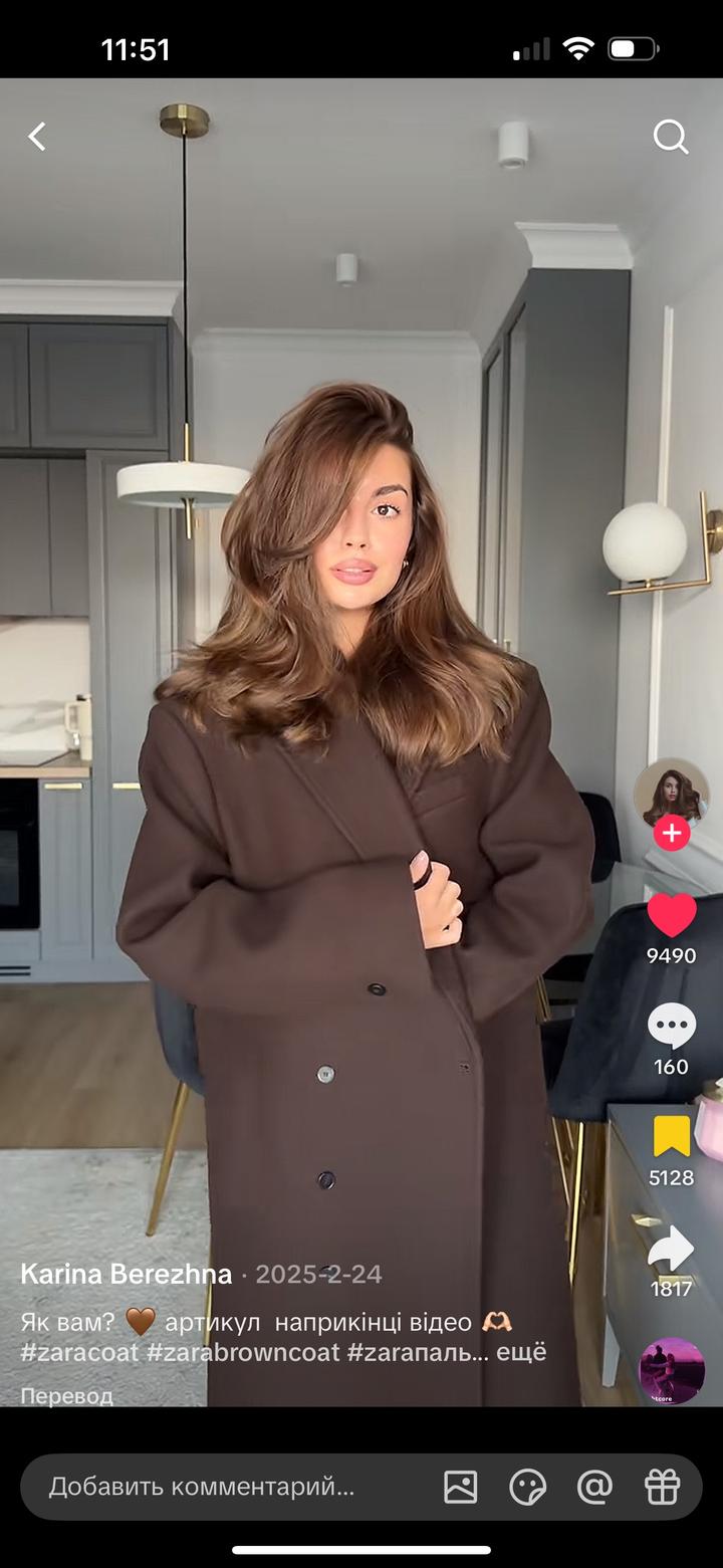 Трендовое коричневое пальто от ZARA