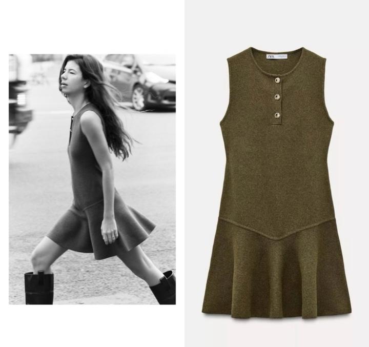 ZARA платье оливкого цвета