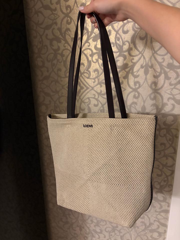 LOEWE Puzzle Fold Tote Beige Jacquard Canvas