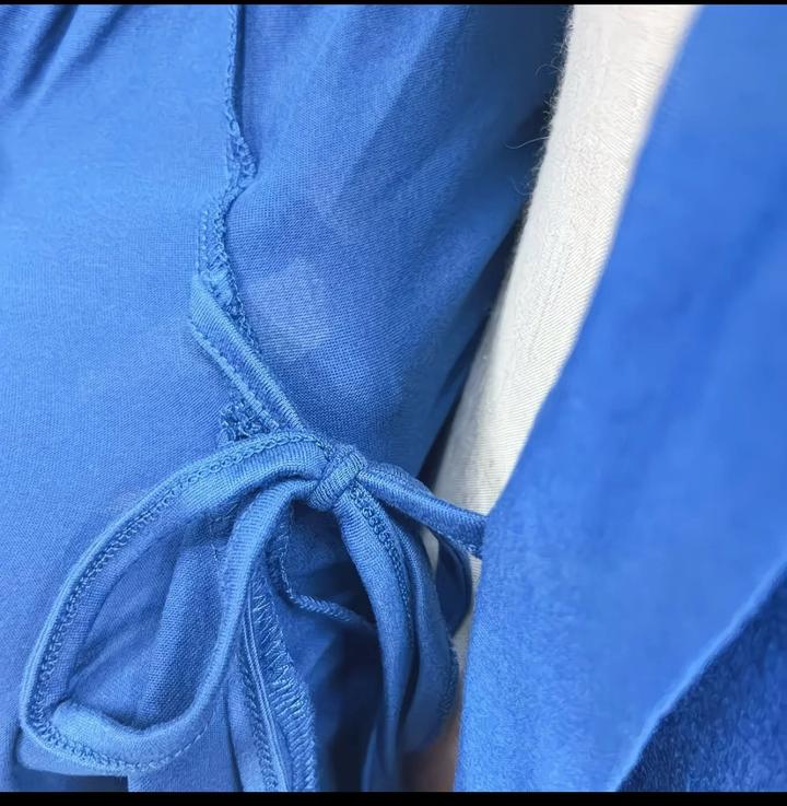 Синий хлопковый халат тонкий трикотаж